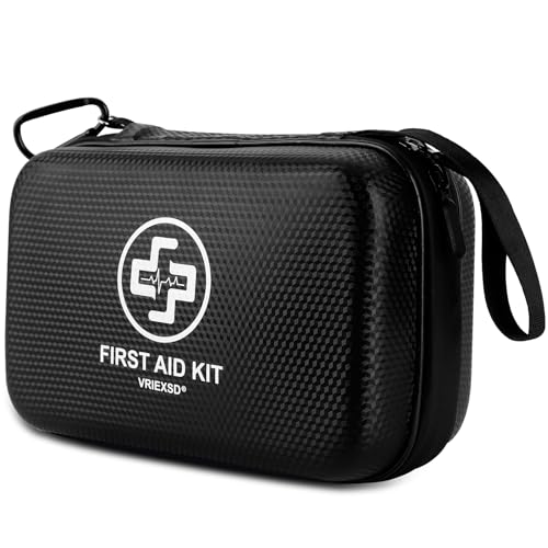 VRIEXSD Premium First Aid Kit, 320 Piece Waterproof Hard Shell Eva First Aid Kit for Home, Camping, Cars, Hiking, Travel, Businesses & Outdoor Emergencies - Emergency Medical Kits (Black) - color: Black