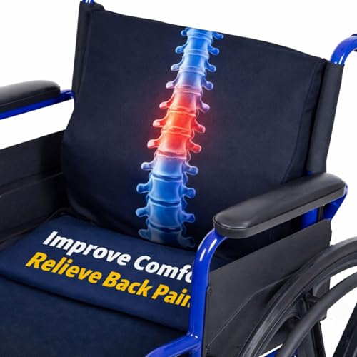 Vive Wheelchair Lumbar Support Cushion for Sling Back Wheel Chairs - Chair Pad for Back Pressure Relief - Memory Foam Backrest - Fits Most Wheelchairs & Transport Chairs - Improves Posture - size: 17"x16"x3