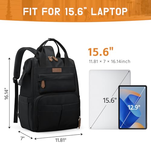 Maelstrom Laptop Backpack, Fits 15.6-17.3 Inch Travel Backpack Gift for Women Men, Waterproof College School Computer Bag, Anti-theft Business Work Bag with Luggage Strap (Black, 15.6 Inch) - color: Black, size: 15.6 Inch