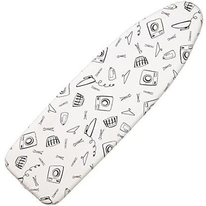 Seiritex Ironing Board Cover and Pad Standard Size 15 x 54 inch, Heat Reflective with Hook and Loop Fasteners, Thick Padding with Elasticized Edges, 3 Layers Iron Board Cover (White) - color: White, size: 15x54
