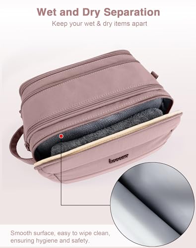 COOSKY Toiletry Bag for Men & Women, Cruise Ship Travel Essentials, Shaving Dopp Kit with Dry and Wet Separation, Water-resistant Bathroom Cosmetic Organizer Bag, Makeup Accessories, Dark Purple - color: Dark Purple