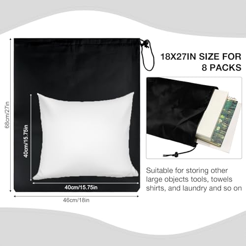 8-Pack Drawstring Bags with Toggle, Durable Nylon Backpack, Cinch Sack and Ditty Pouch for Gym, Sports, Travel, and Daily Use - size: 18 x 27 Inch