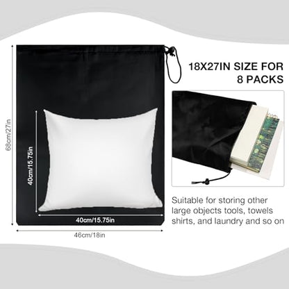 8-Pack Drawstring Bags with Toggle, Durable Nylon Backpack, Cinch Sack and Ditty Pouch for Gym, Sports, Travel, and Daily Use - size: 18 x 27 Inch
