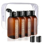 Cosywell Travel Bottles for Toiletries 4pcs 3.4oz Travel Shampoo and Conditioner Bottles TSA Approved Travel Size Containers Leak Proof Small Plastic Squeeze Bottles with Flip Cap - color: B-3.4oz-Brown-3label1blank