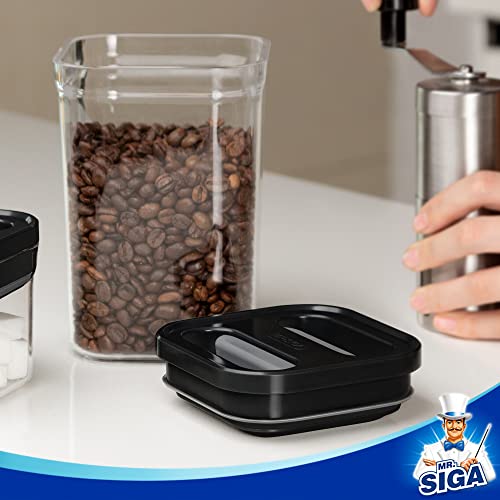 MR.SIGA 4 Pack Airtight Food Storage Container Set, BPA Free Kitchen Pantry Organization Canisters, One-handed Airtight Cereal Snack Candy Storage Containers, 1 L / 34oz, Medium, Black - color: Black