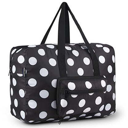 F.FETIVIN Weekender Bag Carry On Travel Duffle Medium Overnight Bag for Women(Black Dot) - color: Black Dot