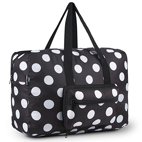 F.FETIVIN Weekender Bag Carry On Travel Duffle Medium Overnight Bag for Women(Black Dot) - color: Black Dot