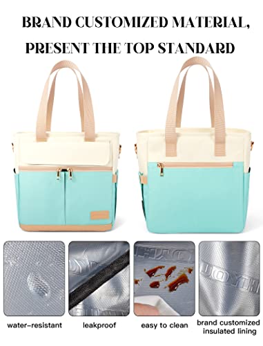 JOYHILL Lunch Bag for Women, Lunch Tote Leakproof Insulated Lunch Box with Shoulder Strap, Adult Reusable Lunch Cooler Tote Bags for Work Picnic Camping Beach (E-GREEN) - color: E-GREEN