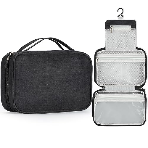 Etercycle Compact Travel Toiletry Bag for Women & Men, Waterproof Hanging Shower Organizer with Hook, Portable Foldable Wash Pouch for Bathroom/Shaving/Camping - Small-Size Space-Saving Design- Black - color: Black