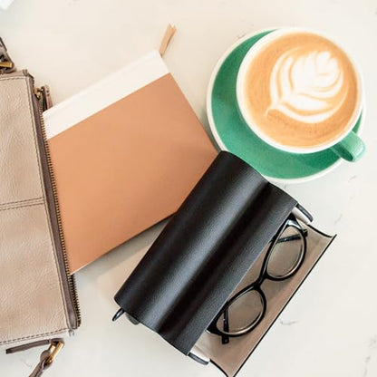 Eyeglass and Sunglass 2-Compartment Travel Case - color: Black