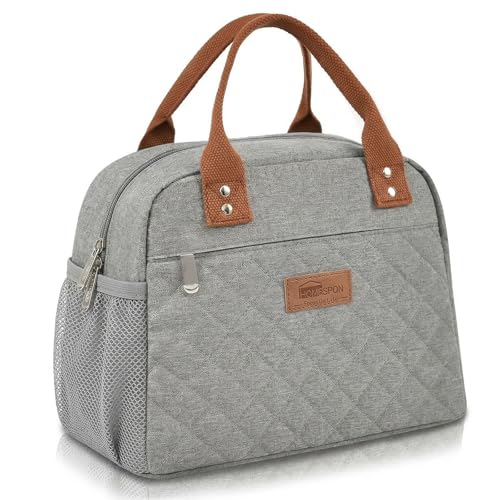 HOMESPON Insulated Lunch Bag for Women Men Adults Lunch Tote with Front Pocket Lunch Box Container Cooler Bag for Work Picnic (Grey) - color: Gray