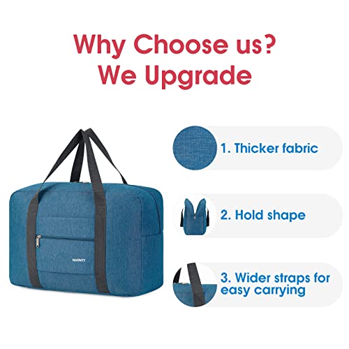 For Spirit Airlines Personal Item Bag Foldable Travel Duffel Bag Tote Carry on Luggage Duffle Overnight for Women and Men - color: 1112-Thick Series Navy Blue