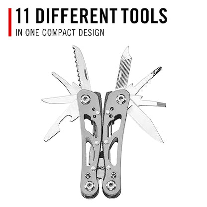 COAST CT211 11-in-1 Stainless Steel Multi-Tool, Multi-Plier, Wire Cutter, Serrated knife, Mini Knife, 3 Screwdrivers, File, Nail Cleaner, Leather Punch and Bottle Opener - EDC