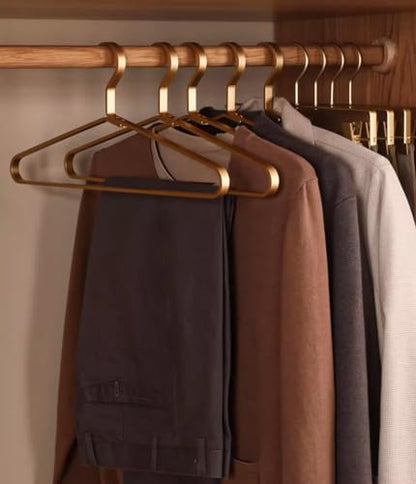 Premium Matte Gold Aluminum Coat Hangers 90 Piece Set, 16.5” Extra Smooth & Durable Metal Shirt Dress Hanger,Aluminum Alloy Hanger,Clothing Support,Clothing Hang - style: Golden Thick Hanger（90）