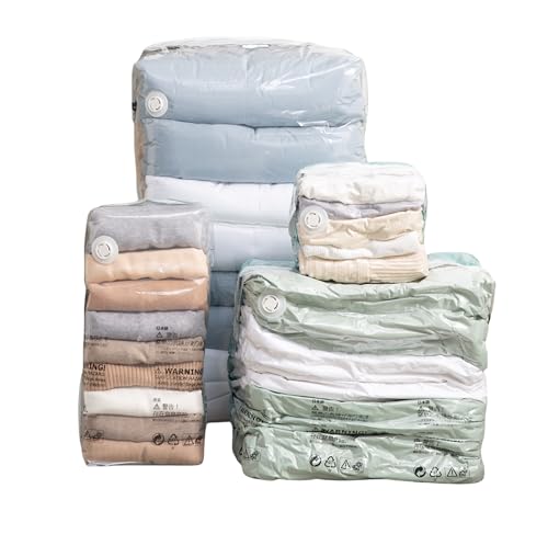 Vacuum Storage Bags for Clothing - NeatNest 6 Pack Cube Bags, 3 Medium + 3 Large, Box-Shaped Space Saver Bags with Vacuum or Hand Press, Durable PE+PA Material for Comforters, Clothes, Pillows - color: Cube Large x 3 and Medium x 3
