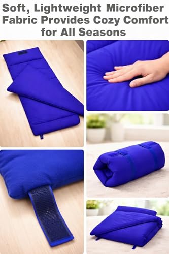 EVERYDAY KIDS Nap Mat with Removable Pillow - Navy - Carry Handle with Straps Closure, Rollup Design, Soft Microfiber for Preschool, Daycare, Travel Sleeping Bag - Ages 3-6 Years - color: Navy
