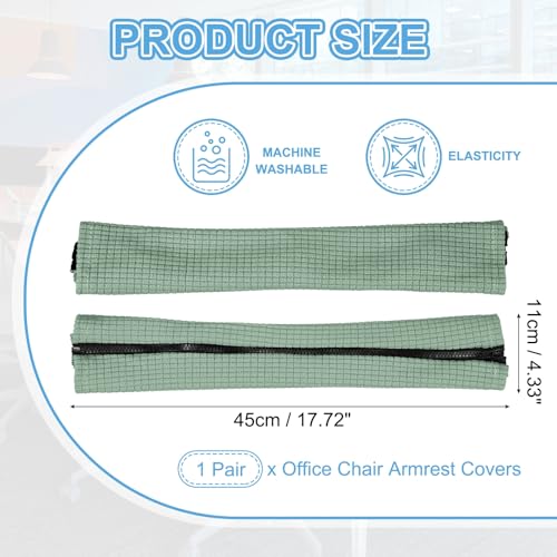 PATIKIL 18x4.3 in Office Chair Armrest Covers, 1 Pair Office Chair Arm Covers Long Computer Chairs Arm Rest Cover with Zipper Removable Rest Slipcover Hand Rest Protector, Pine Green - color: Pine Green, size: 18"