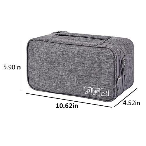 Portable Underwear Bra Storage Bag Waterproof Travel Organizers Multi-Layer Toiletry Packing Cube - color: Gray