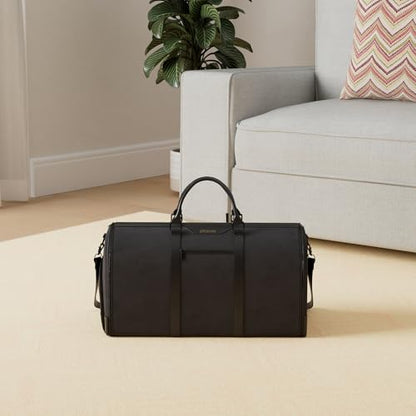 Garment Bag for Travel, Convertible Carry-On Duffel with Shoe Compartment, Waterproof & Wrinkle-Free Suit Carrier for Business Trips & Weekend Getaways, Foldable & Lightweight - color: Black
