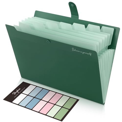 SKYDUE Expanding File Organizer with 8 Pockets, Accordion File Folders with Labels, Portable Document Paper Bill Receipt Organizer, Home College School Office Supplies, Letter Size,ForestGreen - color: Forestgreen