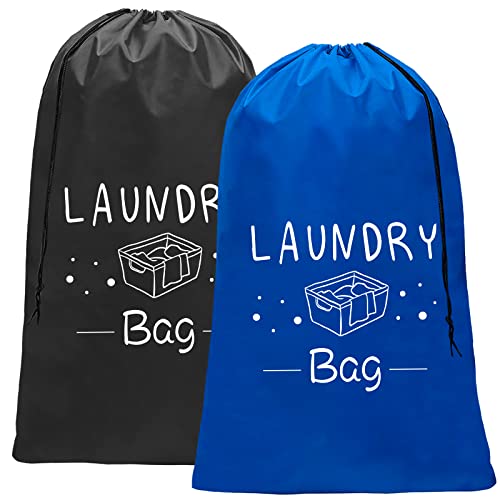 Sylfairy 2 Pack Extra Large Travel Laundry Bag, 24" x 36" Rip-Stop Dirty Clothes Organizer with Drawstring, Heavy Duty Travel Laundry Bag, Large Laundry Hamper Liner, Machine Wash (Navy+Black) - color: Navy+Black
