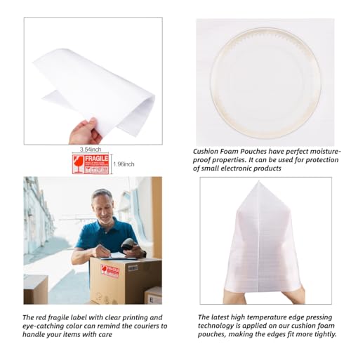 Moving supplies,200Pack Cushion Foam Pouches, Packing Supplies for Moving, Packing, Transportation and Storage, Incidental 120Fragile Stickers (14X14, 12X12, 12X7.5, 7.5X7.5) - color: 14X14, 12X12, 12X7.5, 7.5X7.5
