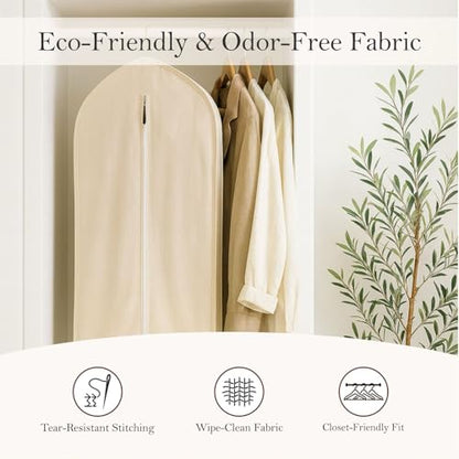 100% Cotton Garment Bag | Long | Breathable Garment Bags for Hanging Clothes | Garment Storage Bag for Long Dresses & Coats Storage | Pack of 1 (62 Inch) - size: 62 Inch