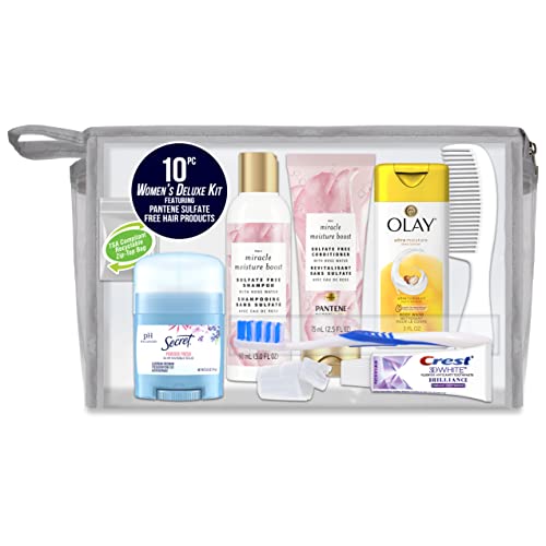 Convenience Kits International Women’s Deluxe Kit 10 PC Kit Featuring: Sulfate Free Hair, Face & Body, Oral Care, Travel-Size Travel Essentials - style: Miracle Moisture Kit