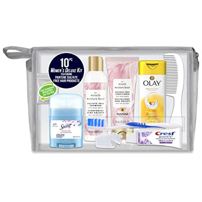Convenience Kits International Women’s Deluxe Kit 10 PC Kit Featuring: Sulfate Free Hair, Face & Body, Oral Care, Travel-Size Travel Essentials - style: Miracle Moisture Kit