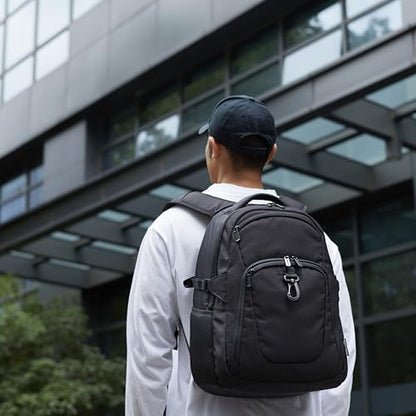 Amazon Basics Travel Laptop Backpack with Multiple Pockets and Compartments for 15.6 inch Laptop, Water Resistant, Spacious with Padded Shoulder Straps, Black | for 15.6 inch Laptop - size: 15.6"