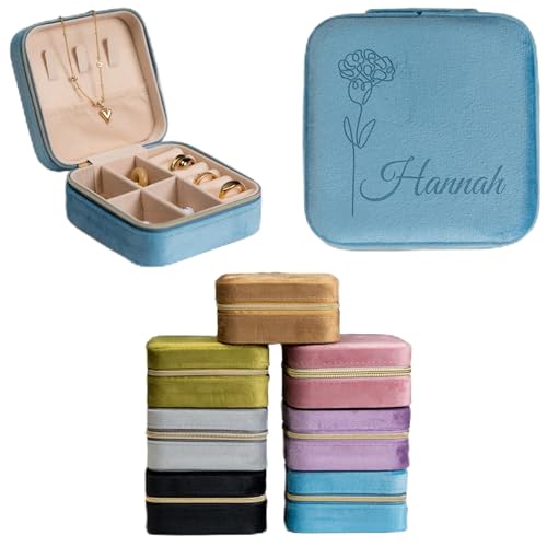 Custom Travel Jewelry Organizer, Jewelry Box, Ring Holder For Jewelry, Travel Accessories For Women, Jewerly Organizator, Bridesmaid Gifts - color: Blue