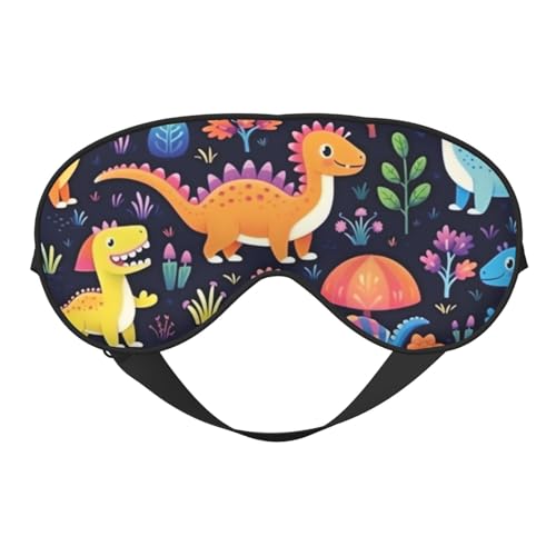 Sleep Eye Mask Cute Dinosaur Jungle Floral Sleep Mask for Women Men Comfortable Eye Mask with Adjustable Strap Soft Eye Cover Blindfold for Travel Yoga Nap Shift Work - color: Cute Dinosaur Jungle Floral