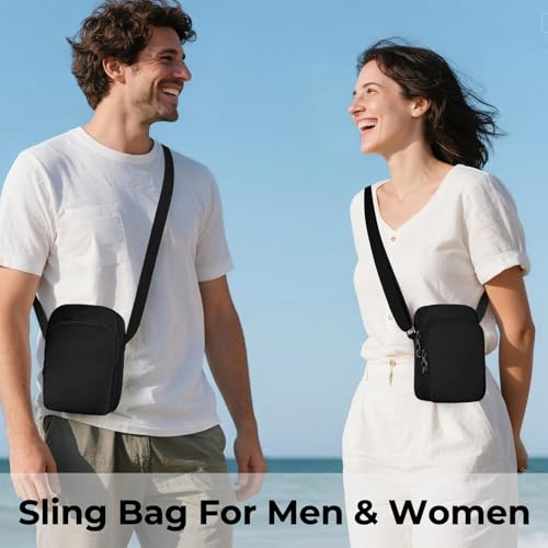 Crossbody Sling Bag Mini Anti Theft for Men, Small Shoulder Bags with Zipper Lock RFID Travel Purse