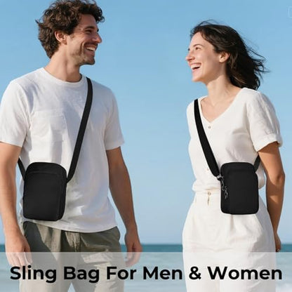 Crossbody Sling Bag Mini Anti Theft for Men, Small Shoulder Bags with Zipper Lock RFID Travel Purse