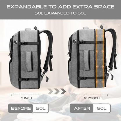 Extra Large Travel Backpack, Carry on Luggage Backpack TSA 18.4 inch Laptop Bag Flight Approved, Lightweight Business Luggage Bag, Travel Gifts for Men, Black - color: Grey, size: XX-Large
