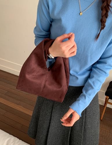 Slouchy Suede Crescent Crossbody Purses Women Cute Hobo Bags Trendy Satchels Underarm Shoulder Bag Travel Tote Handbag 2026 - color: A Suede Coffee-no Strap