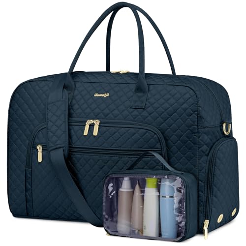 Travel Duffle Weekender Bags for Women - Weekend Bag Women with Shoe Compartment Carry On Overnight Bag with Toiletry Bag Duffel Bags Wet Pocket for Gym Hospital Bags for Labor and Delivery - color: Peacock Blue