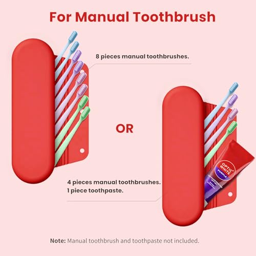 Silicone Electric Toothbrush Travel Case, Manual Toothbrush Travel Cover for Men and Women,Toothbrush Holder for Travel,Gym and More, Fits Most Manual and Electric Toothbrushes - Red - color: Red