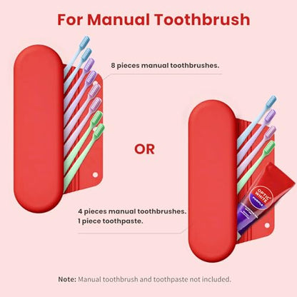 Silicone Electric Toothbrush Travel Case, Manual Toothbrush Travel Cover for Men and Women,Toothbrush Holder for Travel,Gym and More, Fits Most Manual and Electric Toothbrushes - Red - color: Red