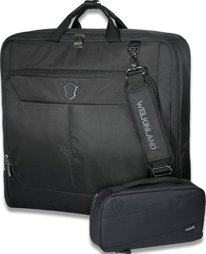 WELKINLAND 3-Suits Garment Bag for Travel with Toiletry Bag, 30L-Large Suit Carry On Garments Bag for Travels, 15-Pockets Suits Holder Travel Bags, Wrinkle-Free Suit and Dress Garment Bag for Travels