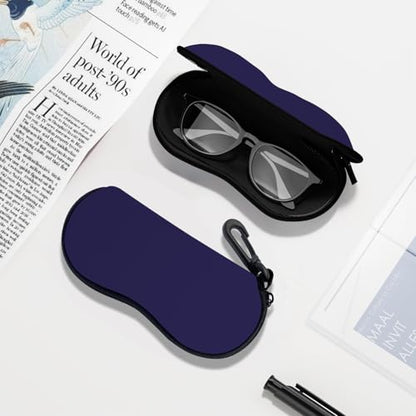 Sunglasses Soft Case, Ultra Light Portable Neoprene Zipper Glasses Case for Men Women - color: Navy Blue