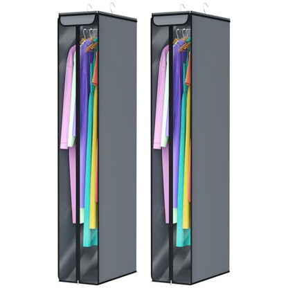 Univivi Garment Bags for Hanging Clothes 60", Hanging Garment Bags for Closet Storage with Large Clear Window, Garment Storage Bags for Suits, Coats, Dresses, 2 Pack - size: 60"-2PCS