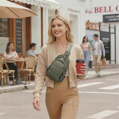 TOPEAST Sling Bag for Women, Anti-Theft Crossbody Bag with RFID Blocking & Water Bottle Holder for Travel, Water-resistant - color: Green