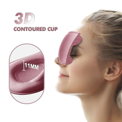 Sleep Eye Mask for Men Women, Sleeping Mask for Side Sleeper, Travel Blackout Night Blindfold Eye Shade Cover with Adjustable Strap (Rose) - color: Rose