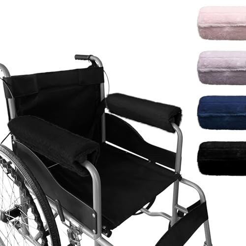 SPRING SEAON Wheelchair Armrest Covers 2 Pack Soft Memory Foam Wheelchair armrest Pads Wicking Washable for Office Transport Chair (Black) - color: Black