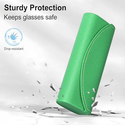 RayLove Ultimate Glasses Case Kit, Hard Shell Sunglasses and Eyeglass Case with Cleaning Cloth, Screwdriver, Ear Hooks - style: 1pack,green