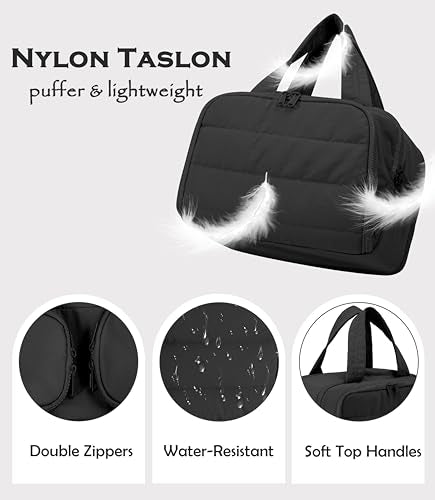 Travel Toiletry Bag for Women, Large Wide-open Puffy Cosmetic Makeup Bag with Wet-Dry Separation, Multi-Pocket Organizer with Carry Handle for Toiletries, Cosmetics, Essentials, Black - color: Black