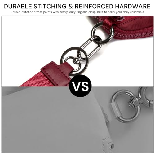 Keychain Wallet for Women Mini Zip Card Holder with ID Window Coin Purse Detachable Wristlet Small Wallets Burgundy - color: Burgundy