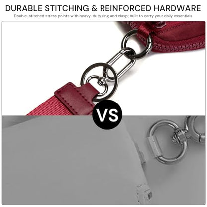 Keychain Wallet for Women Mini Zip Card Holder with ID Window Coin Purse Detachable Wristlet Small Wallets Burgundy - color: Burgundy