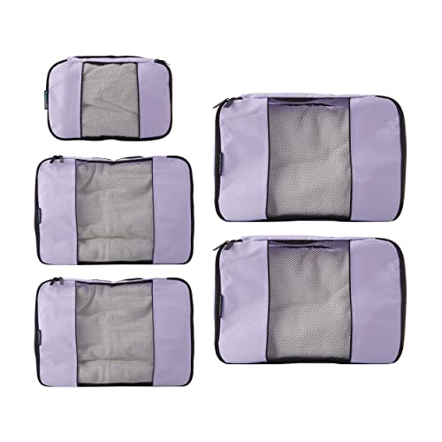 TravelWise Luggage Packing Organization Cubes 5 Pack, Lavender, 2 Small, 2 Medium, 1 Large (TWPC-27) - color: Lavender